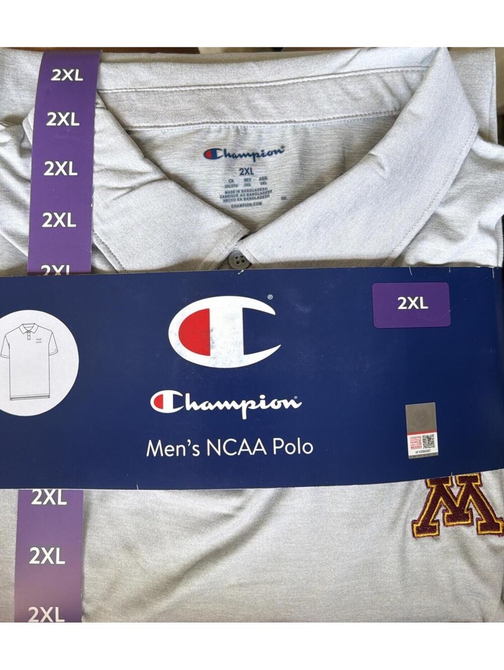 New Minnesota Golden Gophers Golf Polo Shirt Men's XXL Gray NCAA Champion 2XL